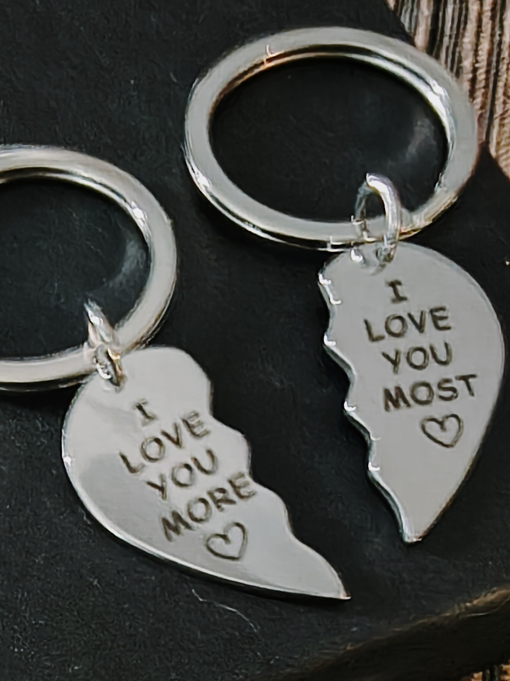 Source Unknown Silver Split Heart Keychain Pair